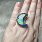Anillo luna baño de plata con labradorita - Ajustable B23