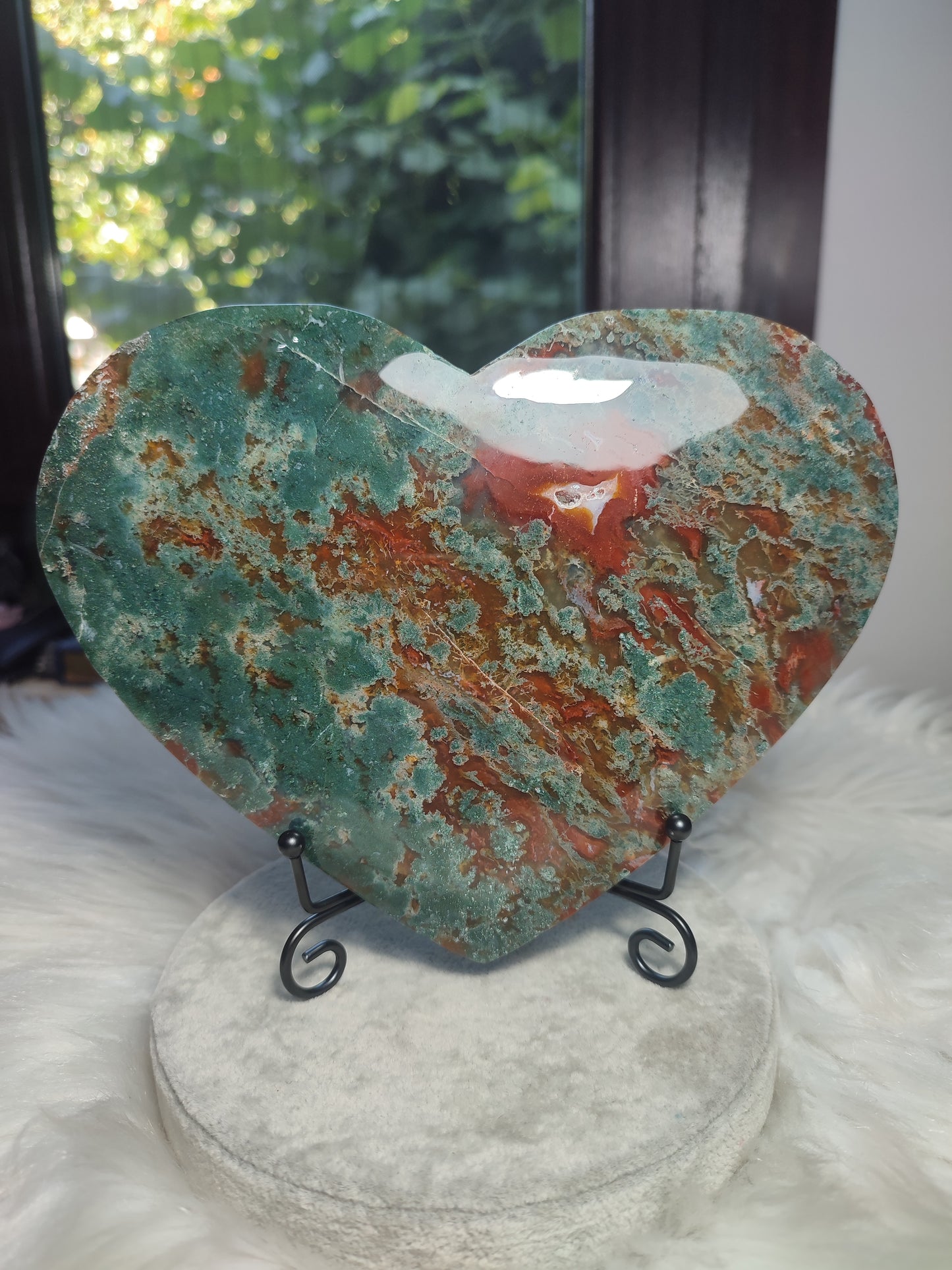 Corazón Ágata musgo y cornalina 906 gramos
