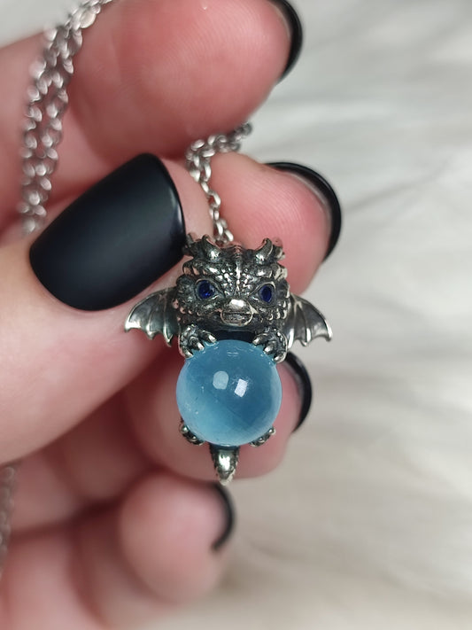 Colgante plata de ley 925 con aguamarina - Dragón bebé 304