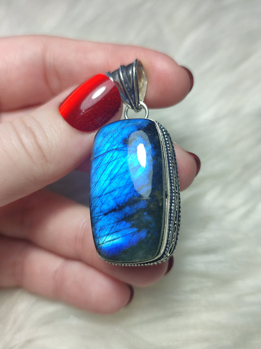 Colgante baño plata y Labradorita flash  n° 66