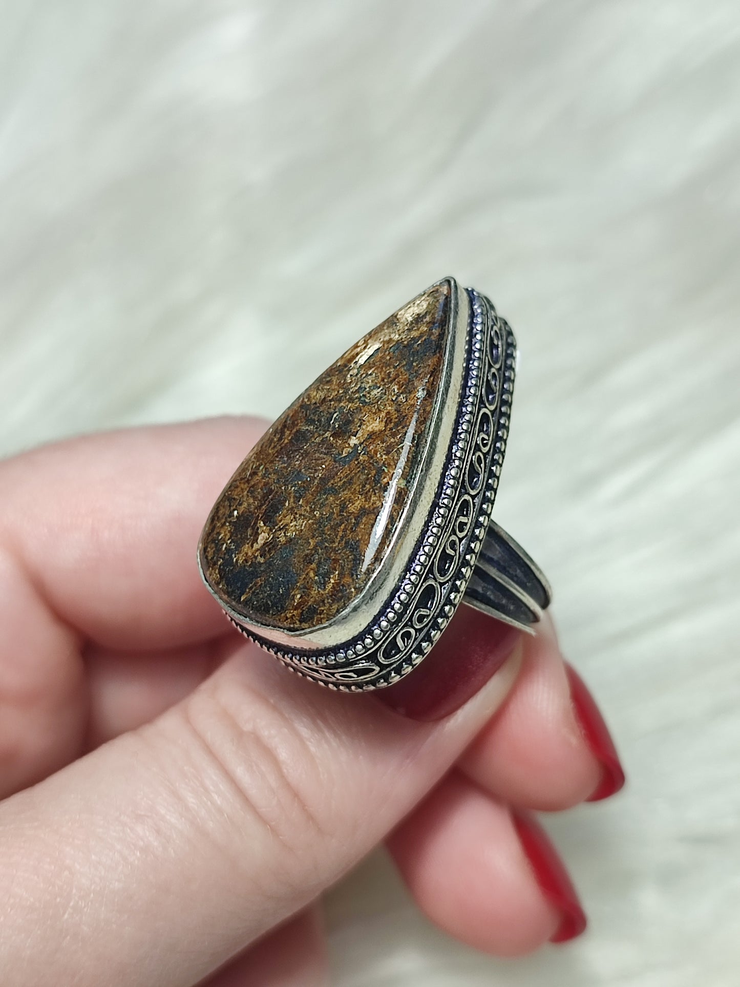 Anillo baño de plata con broncita ref.35