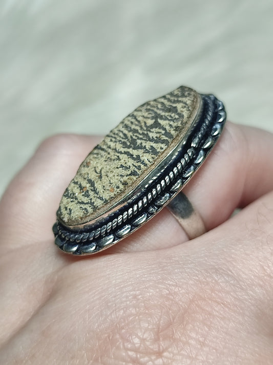 Anillo baño de plata con ágata alemana - ref.50