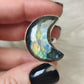 Anillo luna baño de plata con labradorita - Ajustable 202
