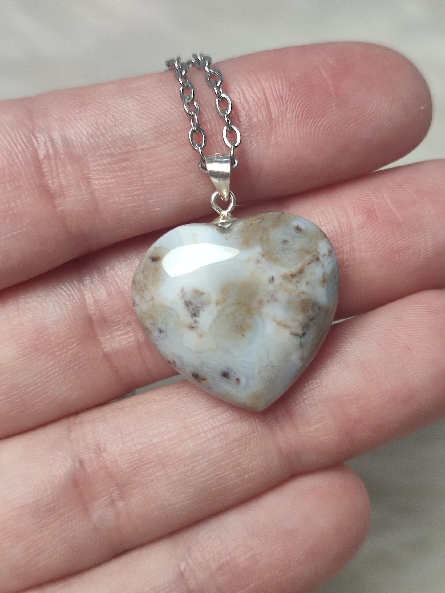 Colgante plata 925 con corazón jaspe océano - Video