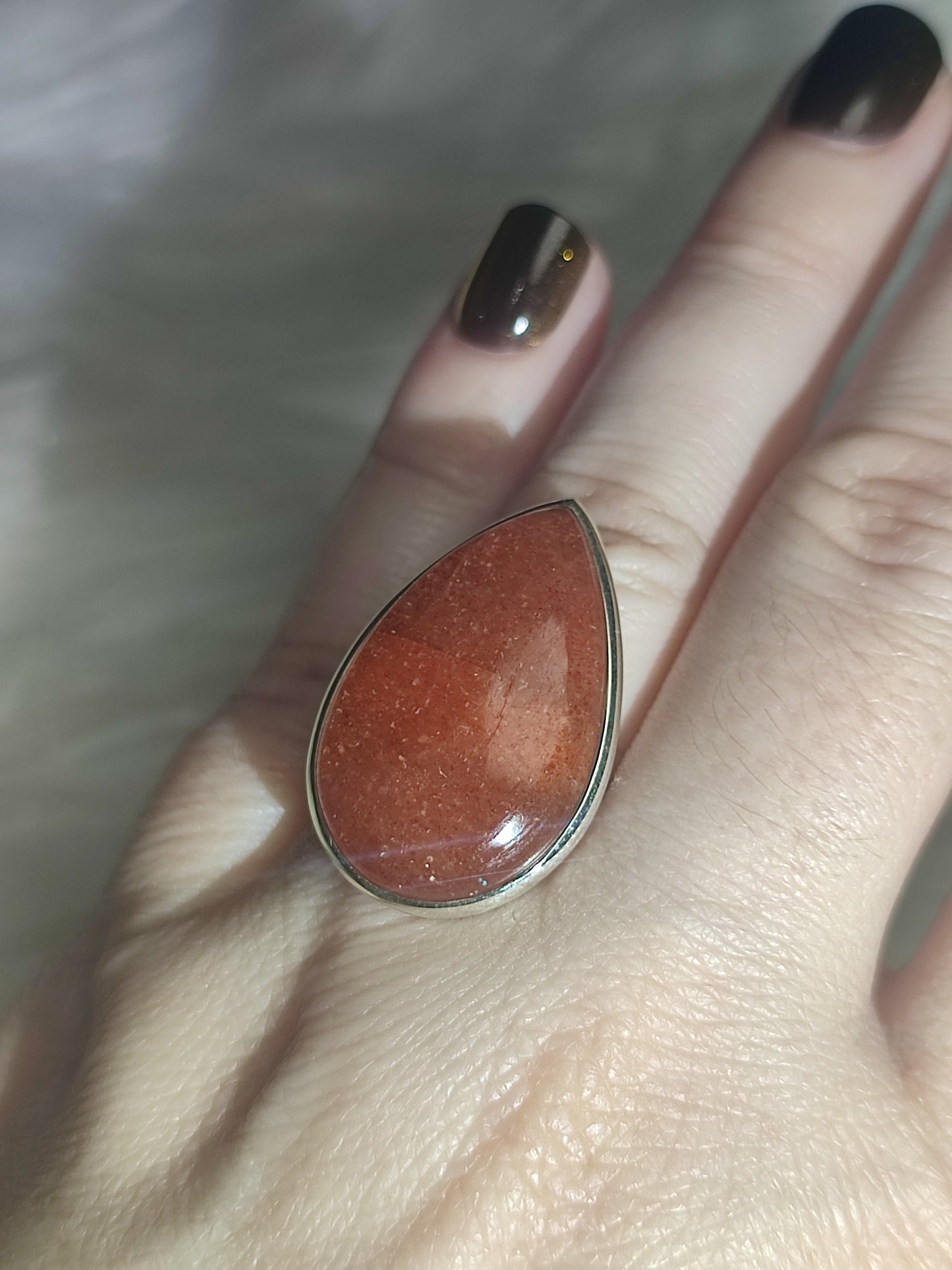 Anillo plata 925 con piedra sol - ajustable n° 34