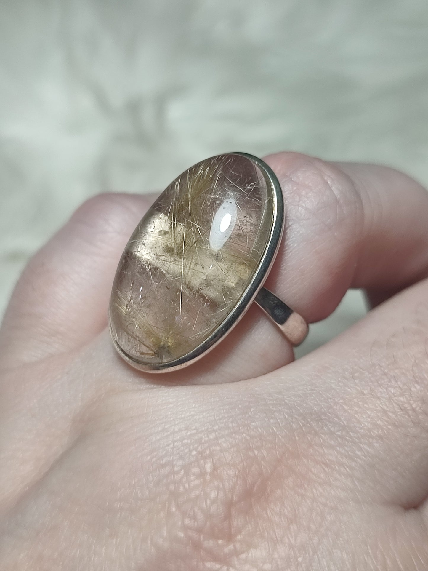 Anillo plata 925 con cuarzo rutilo - ajustable n° 5