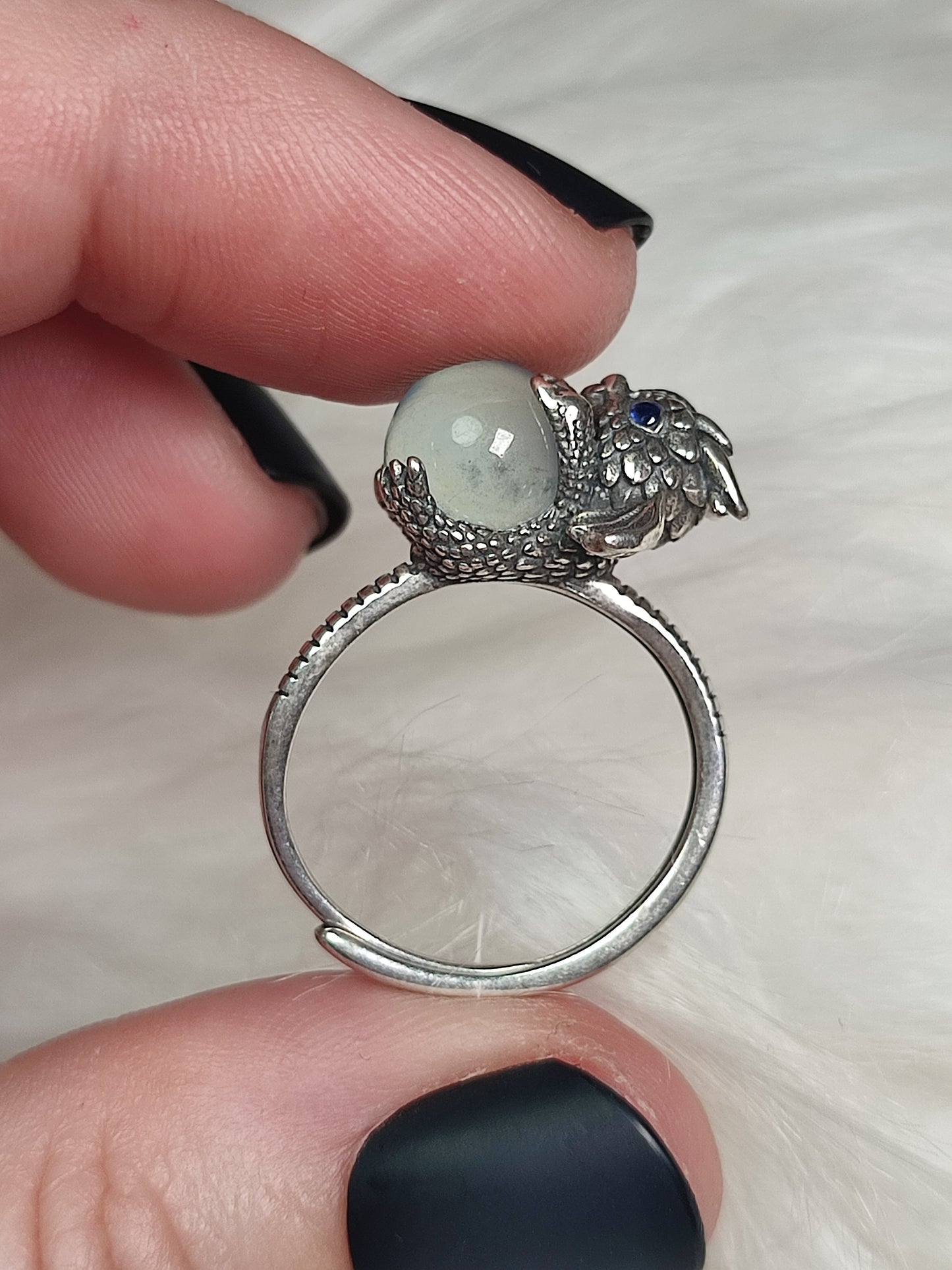 Anillo plata de ley 925 con aguamarina - Dragón bebé 305