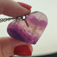 Collar en acero con corazón de flúorita n°297