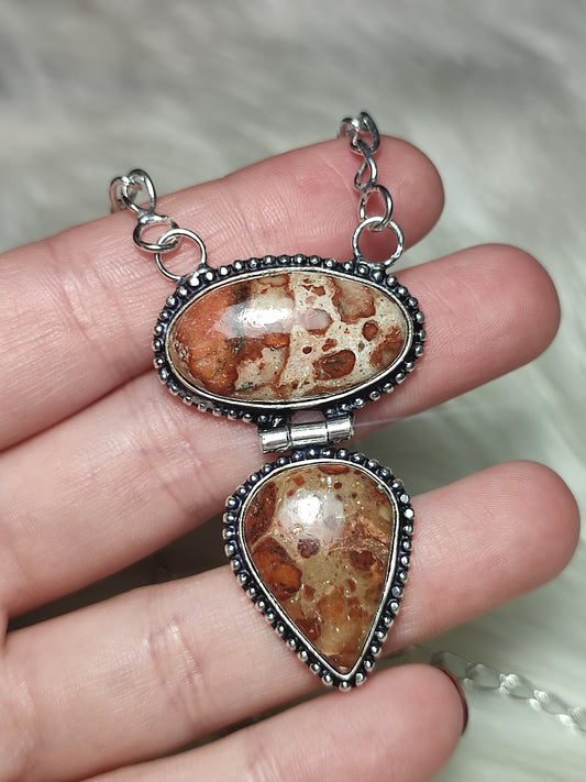 Collar baño plata con jaspe asteroide n°122