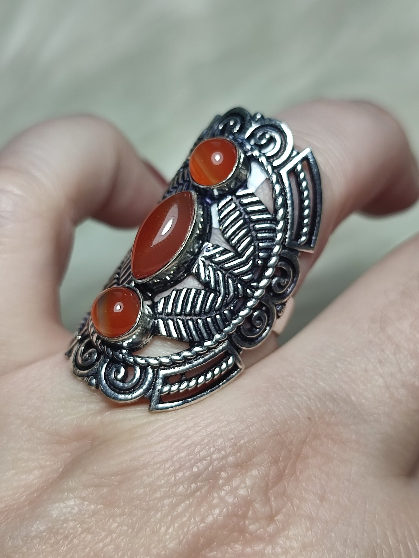 Anillo baño de plata con cornalina - ref.48