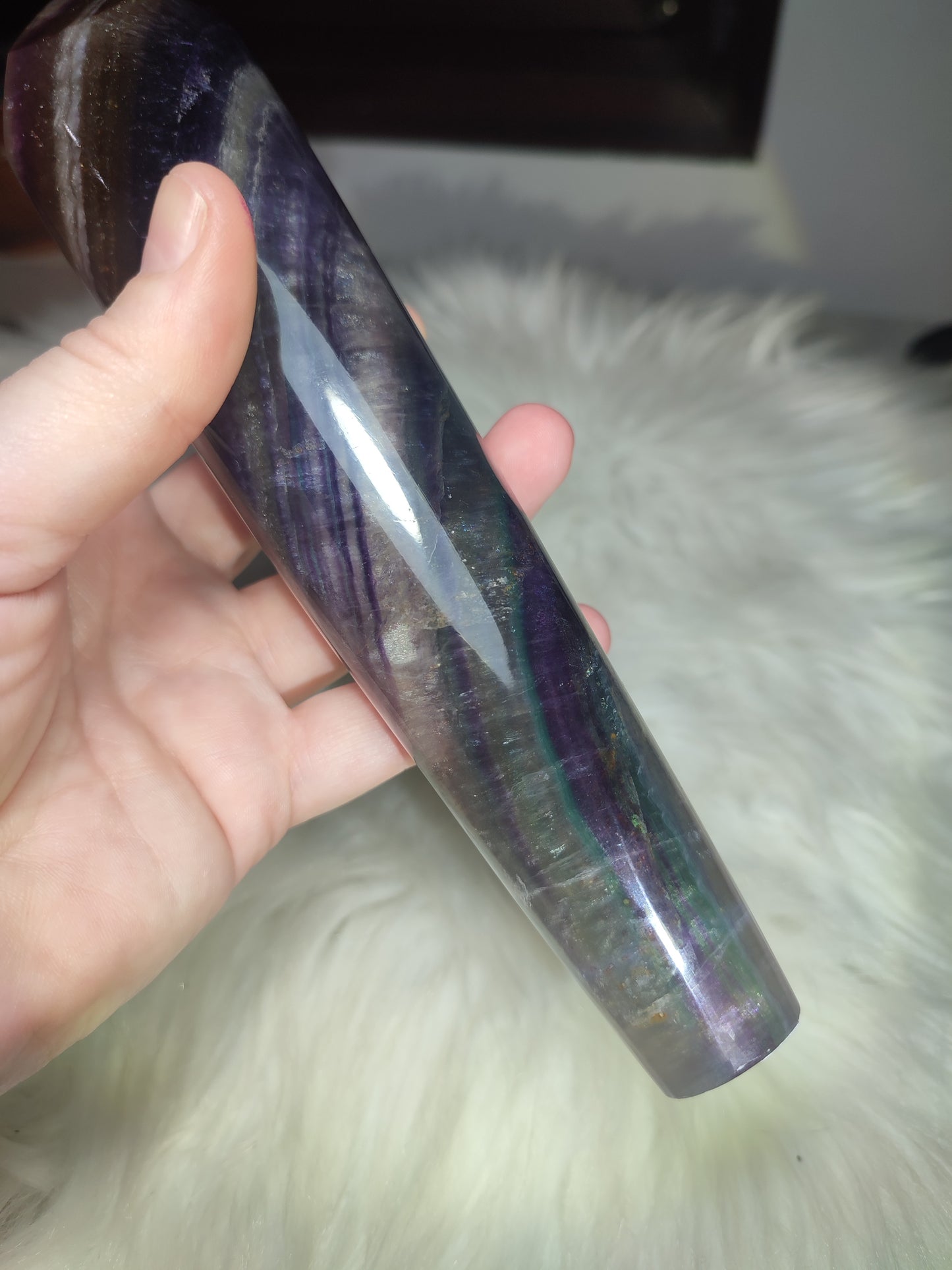 Gran cetro fluorita multicolor con mica 579 gramos