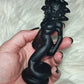 Medusa Gorgona tallada en obsidiana negra