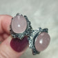 Anillo bisutería con cuarzo rosa - Ajustable  17 a 19 mm