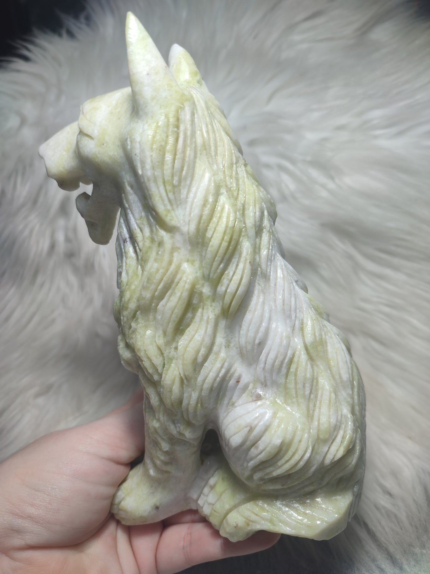 Lobo jade coliflor tallado a mano 1753 gramos