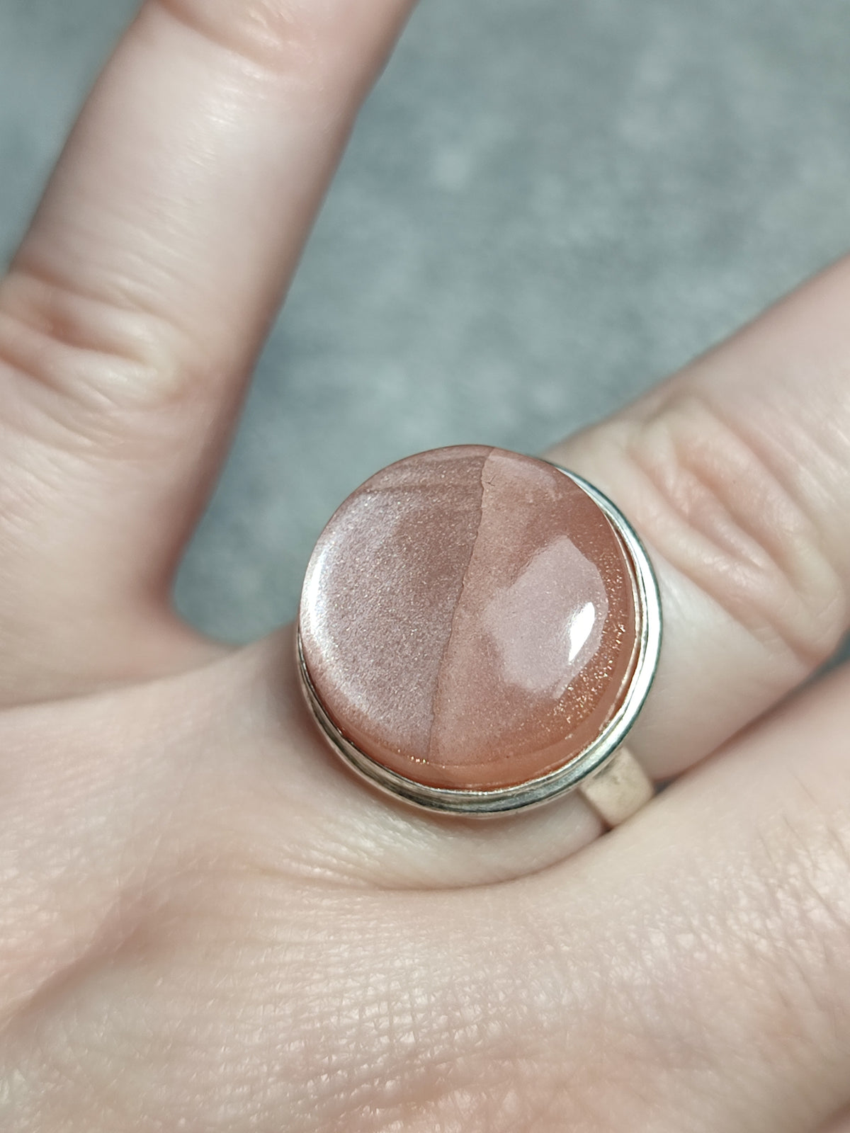 Anillo baño de plata con piedra luna y sol mix n°8