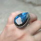 Anillo baño de plata con labradorita flash n° 37