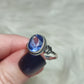 Anillo plata 925 con flúorita azul facetada - ajustable