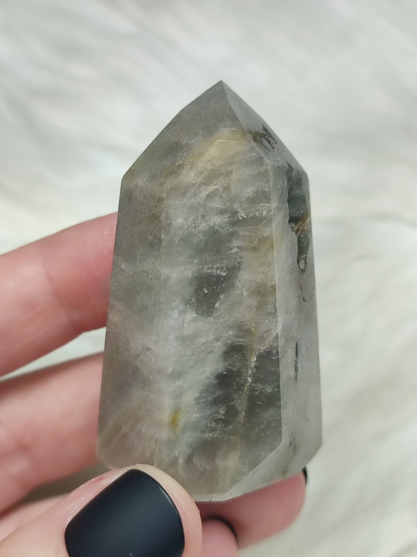 Punta cuarzo anfíbol gris n°134