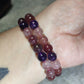 Pulsera elástica de bolas de cuarzo con lepidocrocita y amatista - 9 mm