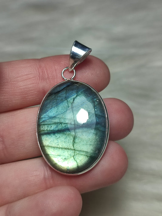 Colgante baño de plata con Labradorita flash n°25