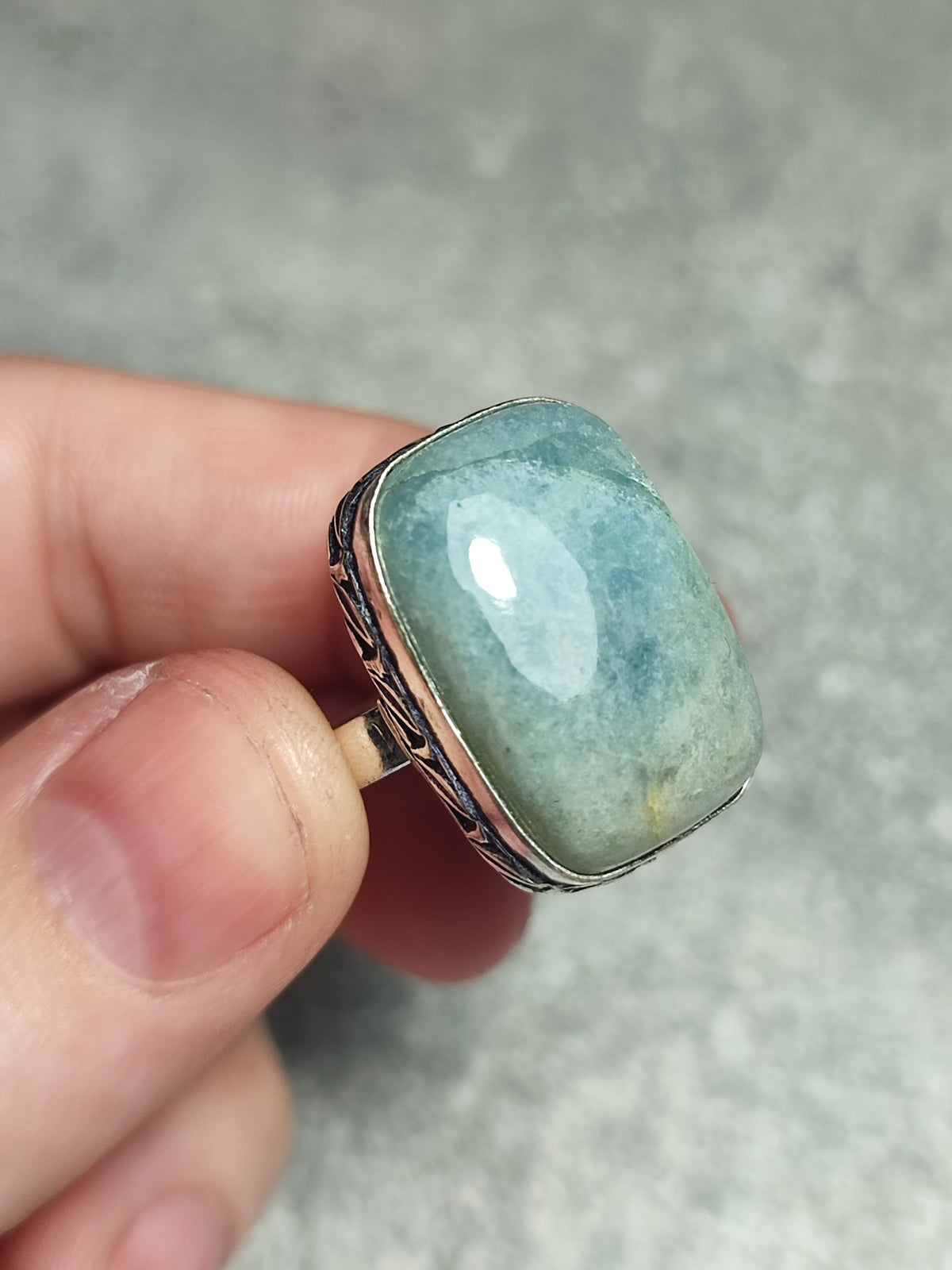 Anillo baño de plata con Aguamarina n°1