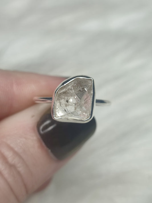 Anillo plata de ley 925 con herkimer - 17.50 mm diámetro