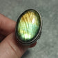 Anillo baño de plata con labradorita n°1