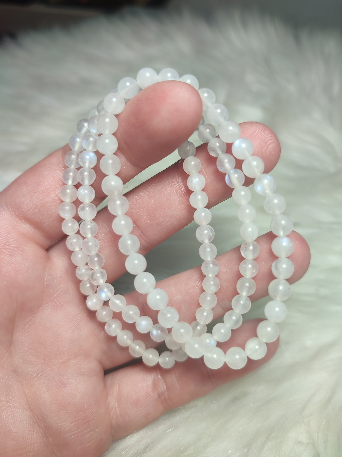 Pulsera bola piedra luna 4 mm