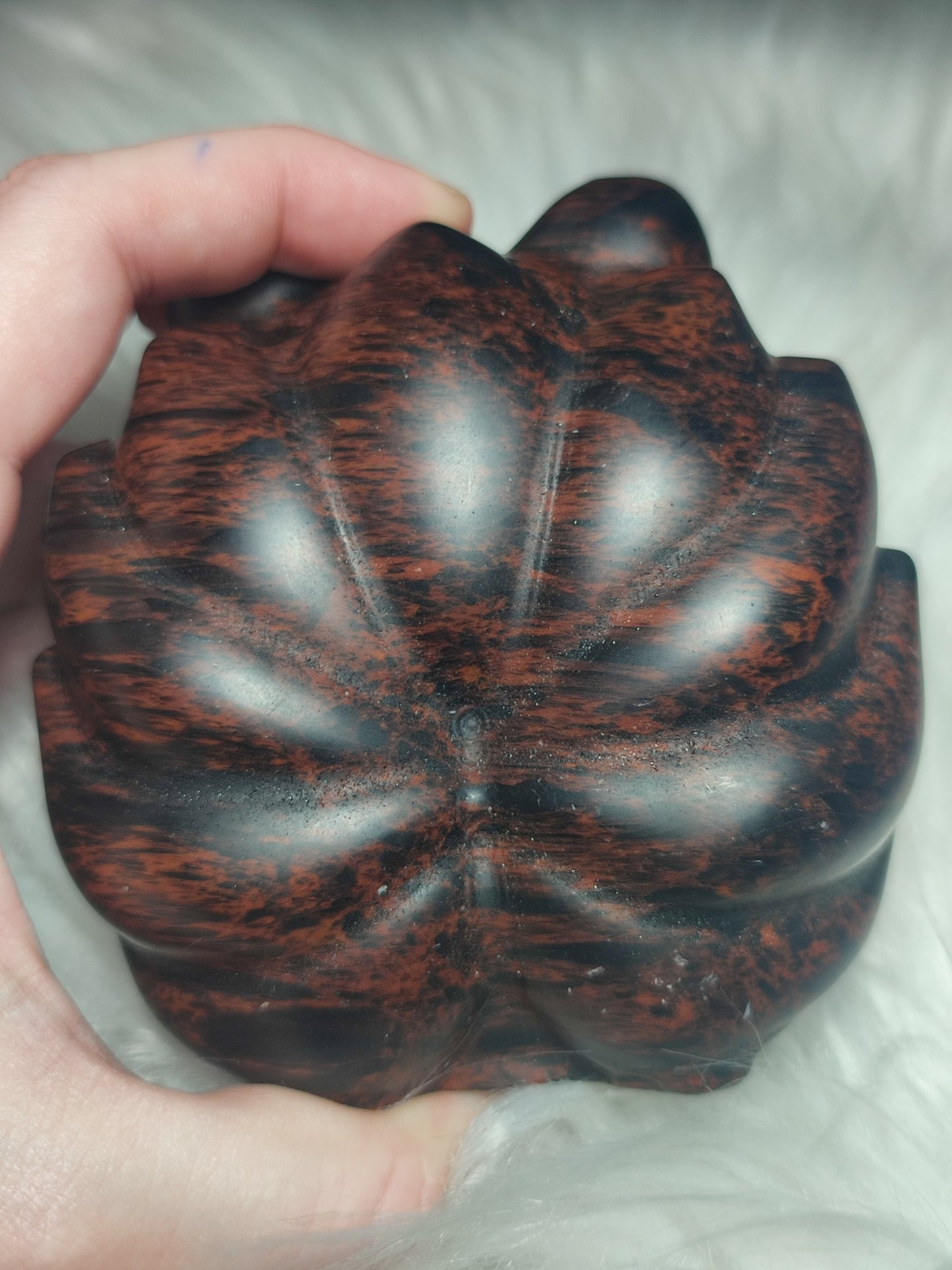 Kitsune tallada en obsidiana Caoba +600 gramos - VIDEO