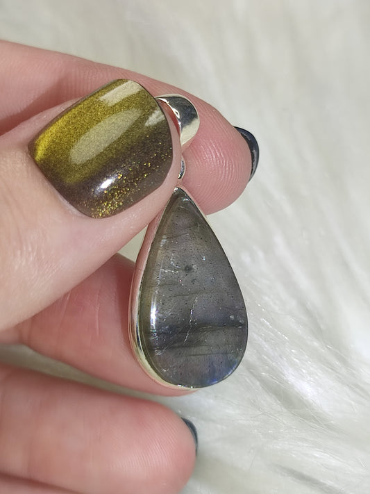 Colgante plata 925 con labradorita purpura n° 356
