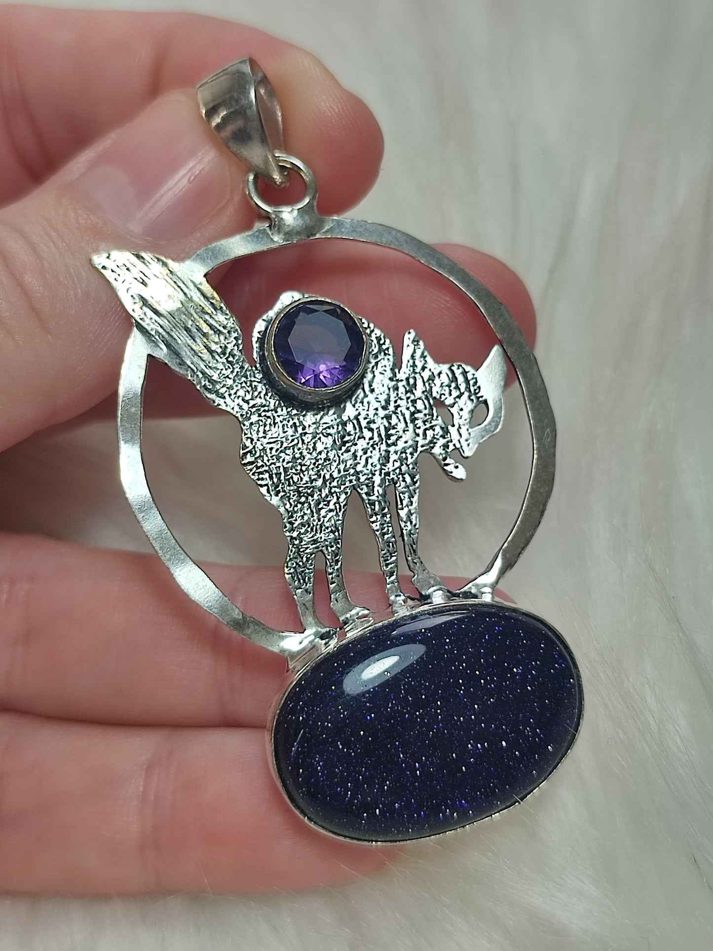 Colgante baño plata gato erizado con piedra de las estrellas