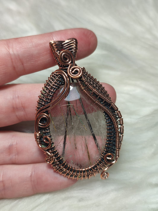 Colgante filigrana cobre y cuarzo rutilo rareza 235