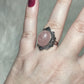 Anillo bisutería con cuarzo rosa - Ajustable  17 a 19 mm