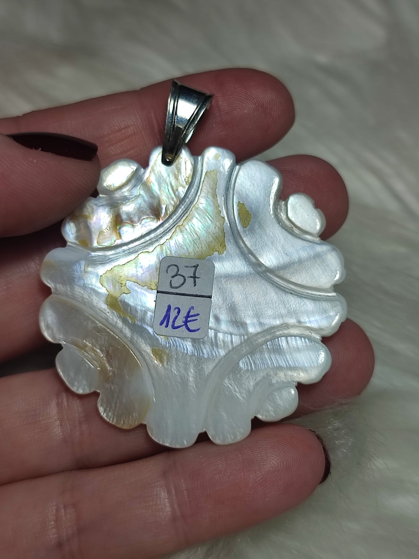 Colgante plata de ley 925 con flor de nácar n° 37