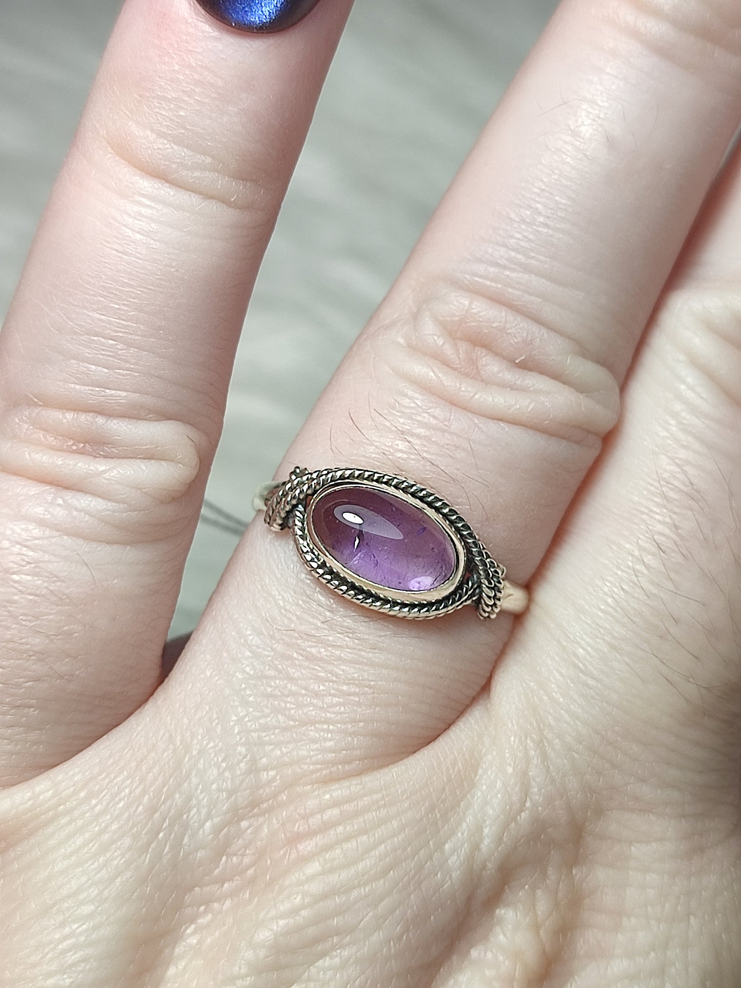 Anillo plata de ley 925 con amatista de 19 mm diámetro - n°11