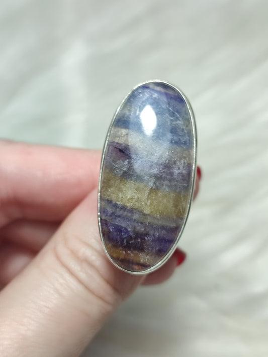 Anillo baño de plata con flúorita ref.116