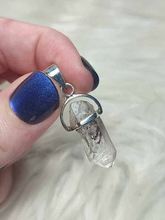 Colgante plata de ley 925 con cuarzo fantasma rojo - n°78