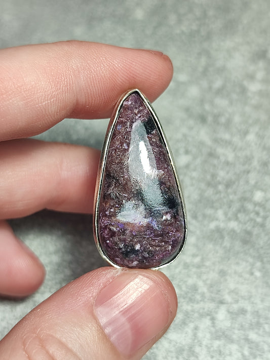 Anillo baño de plata con charoita n°9