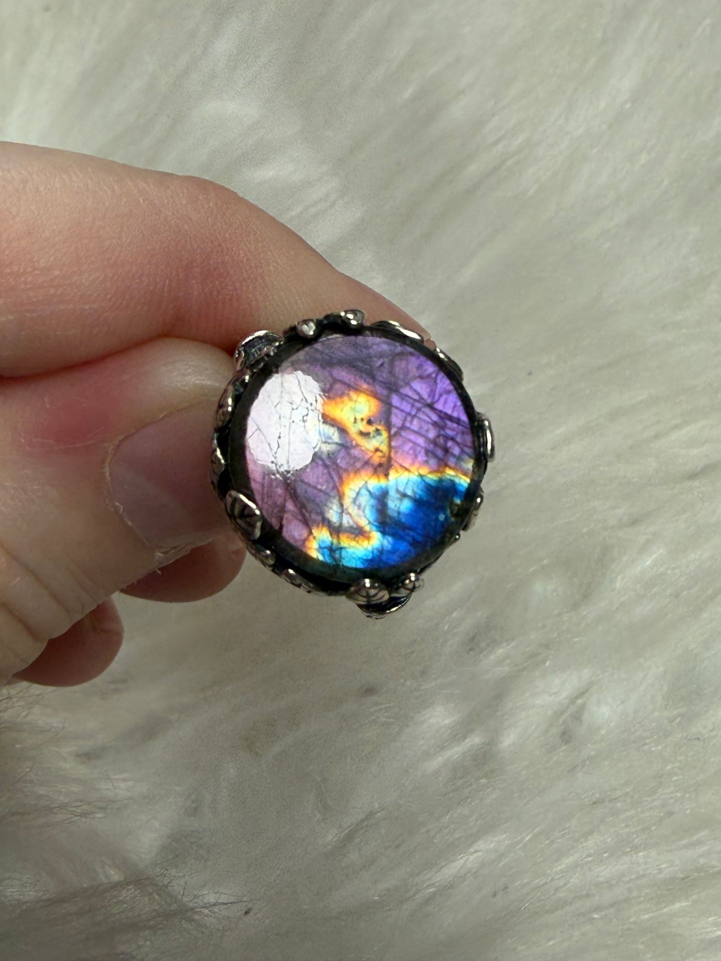 Anillo plata 925 con labradorita espectrolita - ajustable n° 11