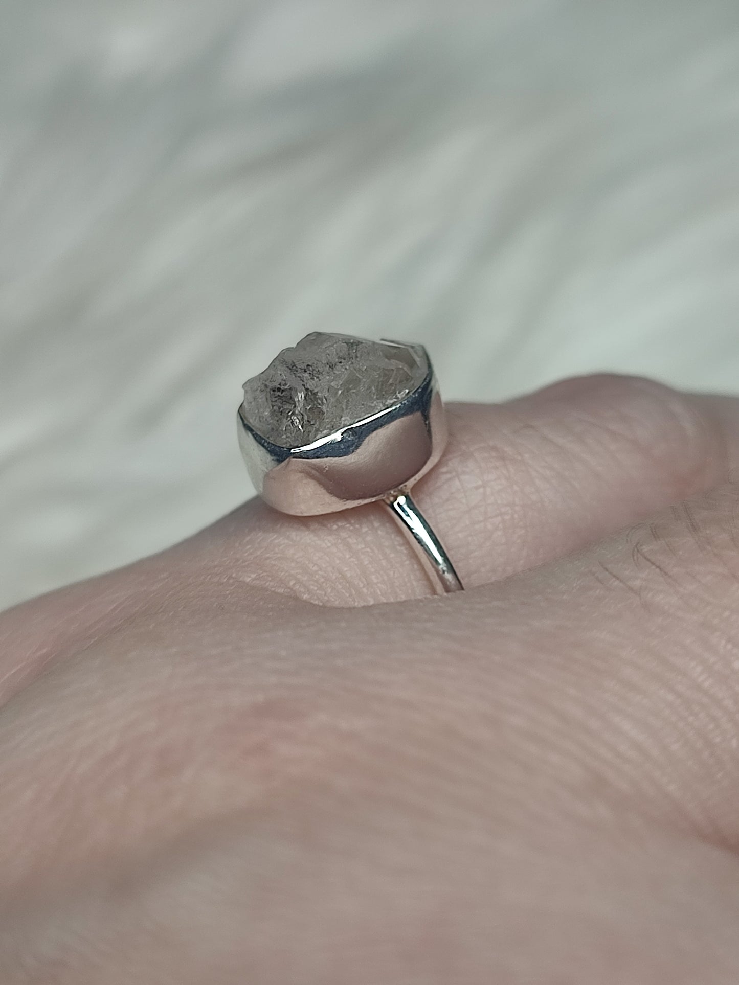 Anillo plata de ley 925 con herkimer - 16.50 mm diámetro
