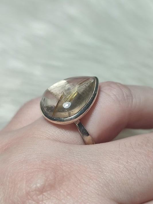 Anillo plata 925 con cuarzo rutilo - ajustable n° 18