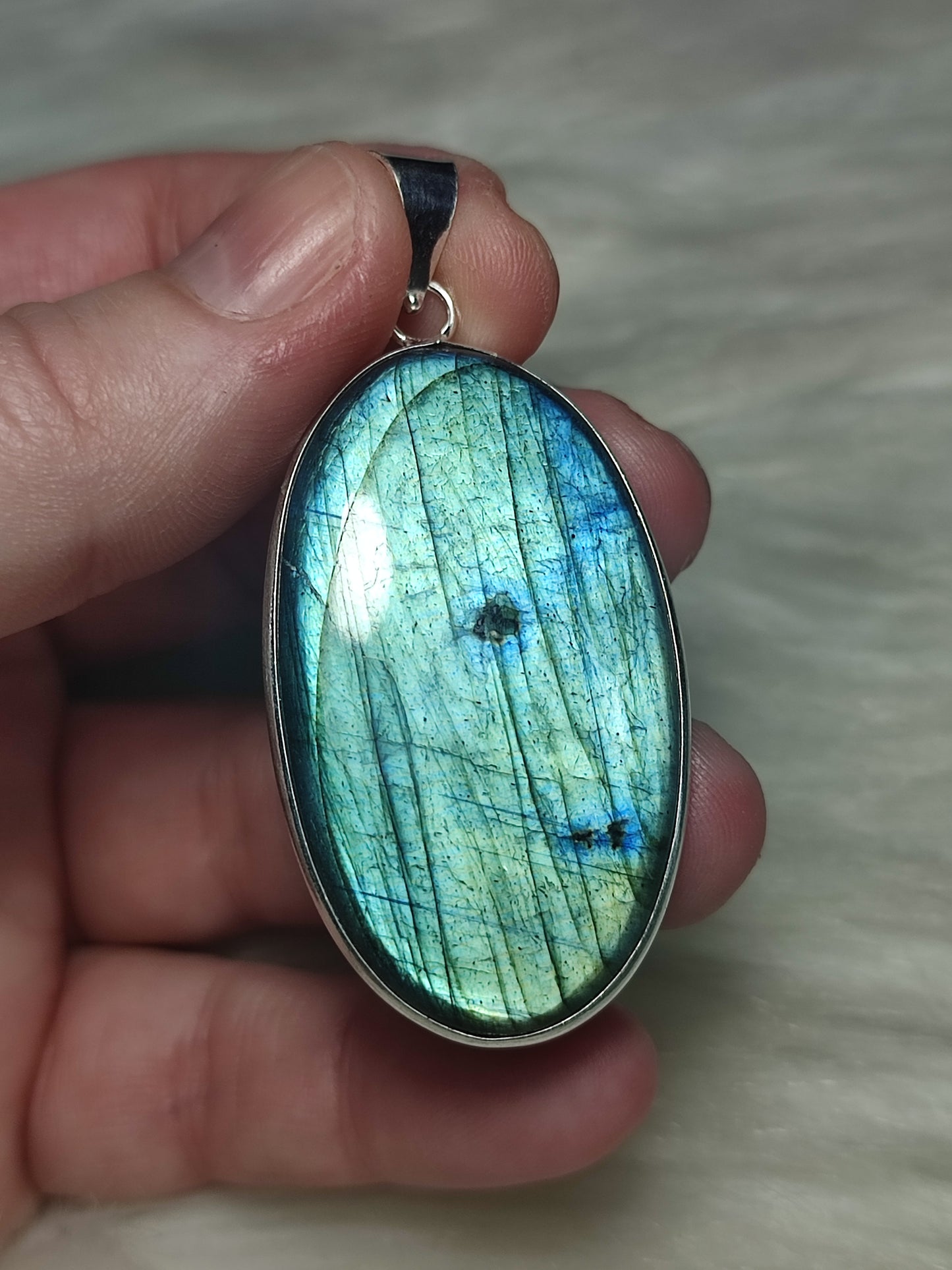 Colgante baño de plata con Labradorita flash n°27