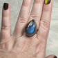Anillo baño de plata con labradorita C78