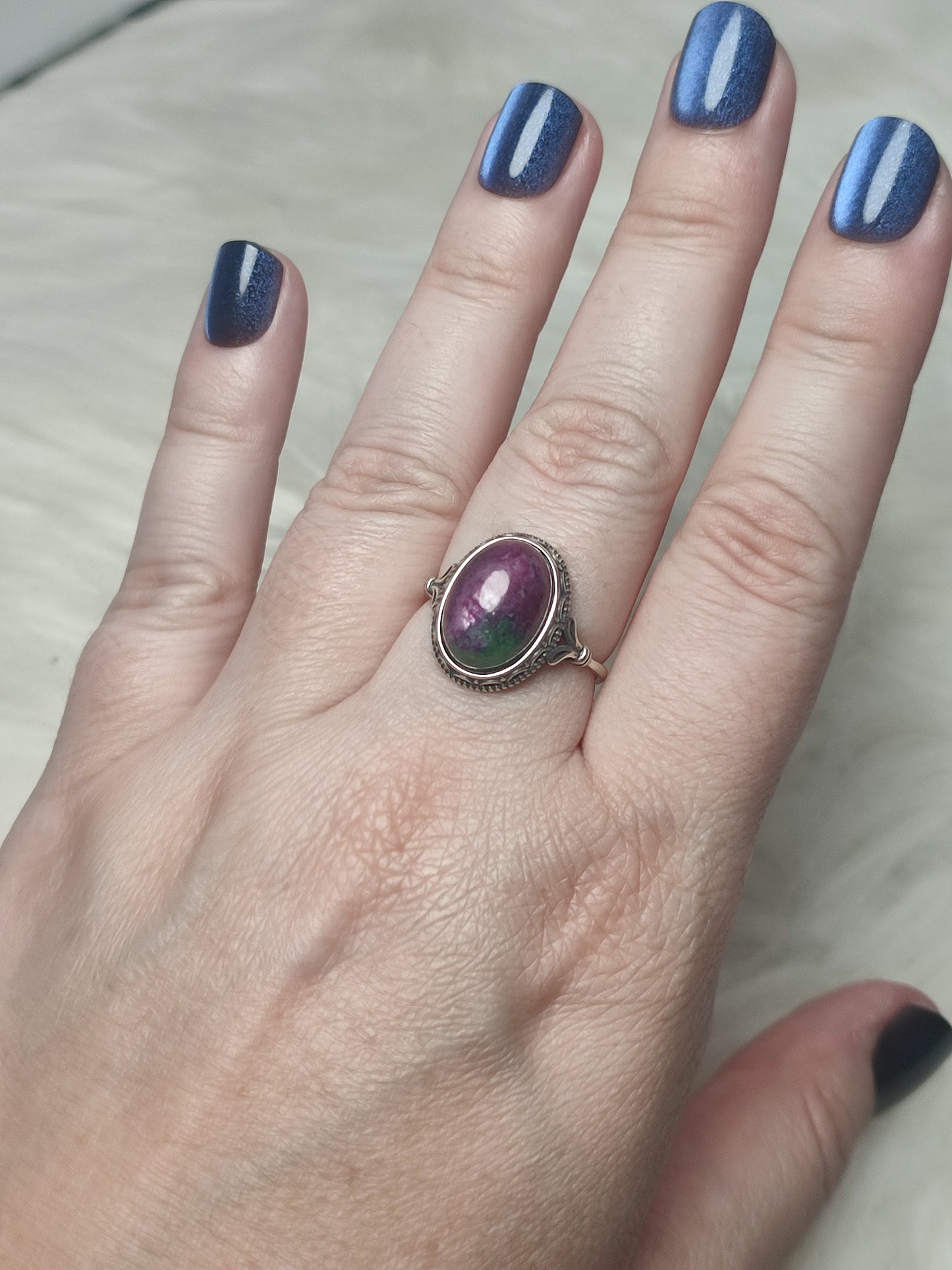 Anillo plata de ley 925 con zoisita rubí - Mod 17
