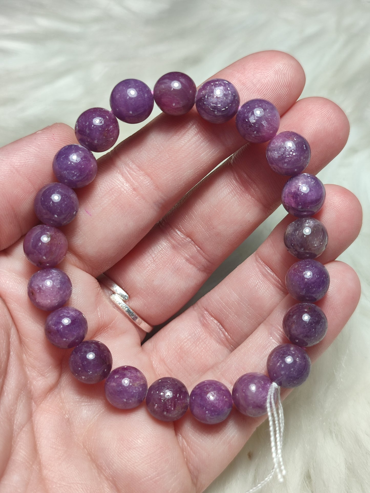 Pulsera unica esferas de rubí natural extra 9 mm