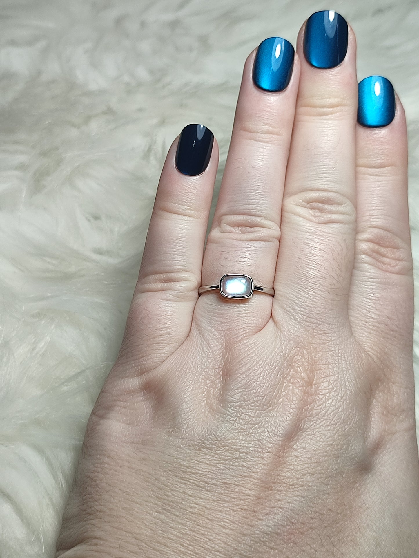 Anillo plata 925 con labradorita - ajustable n° 7