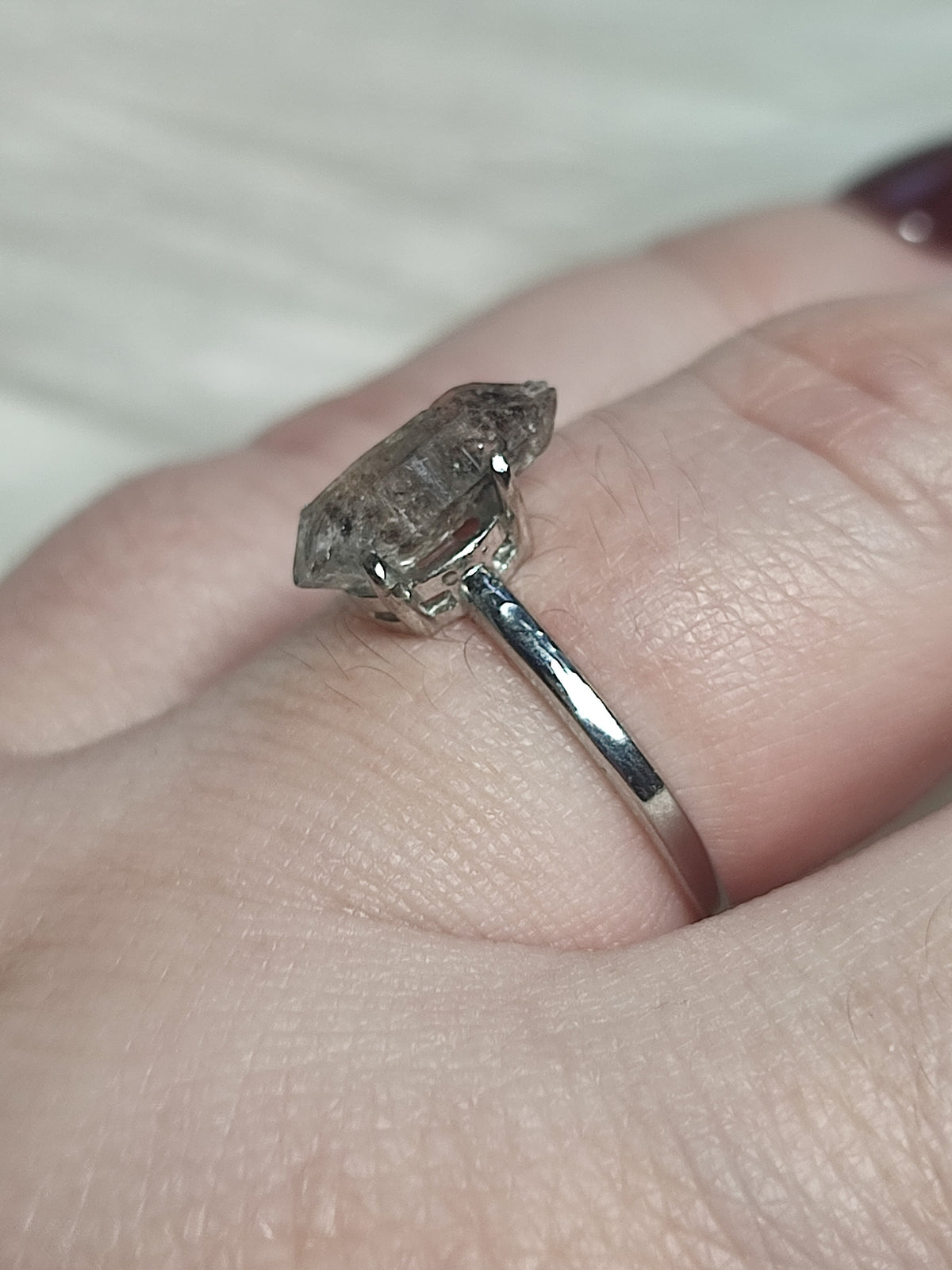 Anillo plata 925 con herkimer - ajustable número 1