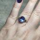 Anillo plata 925 con flúorita azul facetada - ajustable