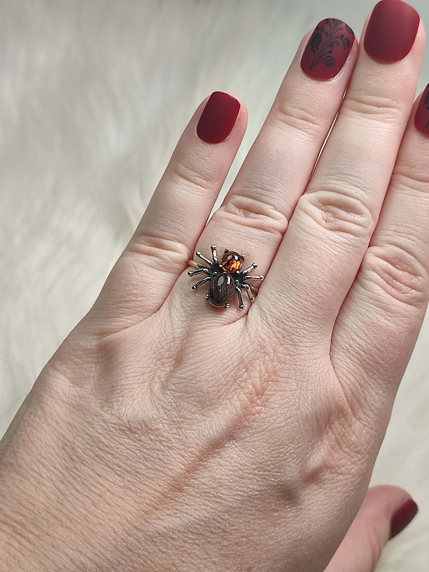 Anillo plata de ley 925 con cuarzo rutilo cobre n° 46