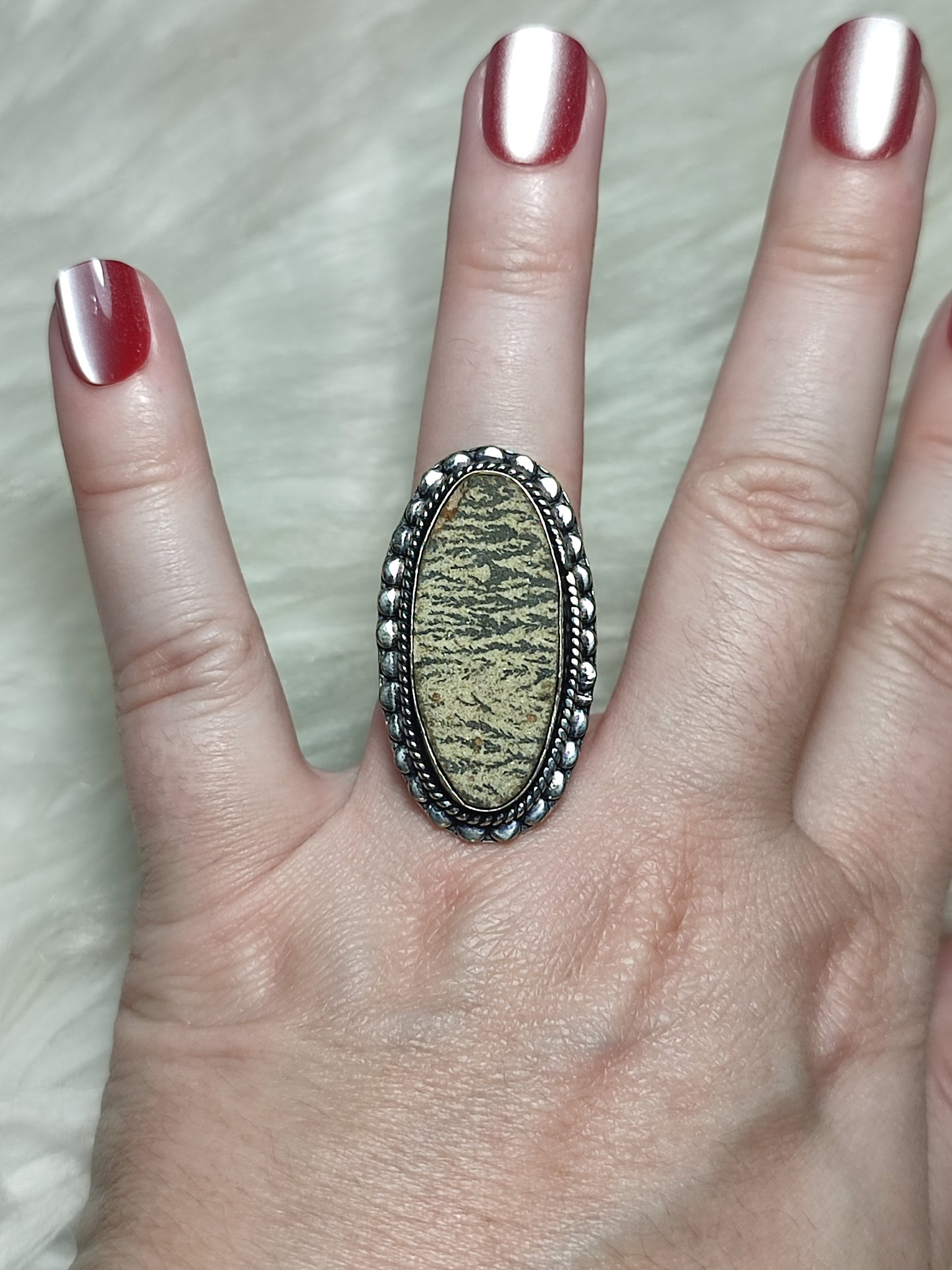 Anillo baño de plata con ágata alemana - ref.50